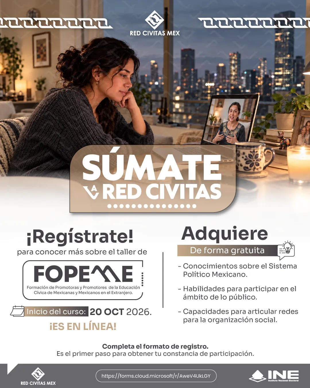 Súmate a Red Civitas: taller FOPEME, inicia el 20 de octubre de 2026, en línea