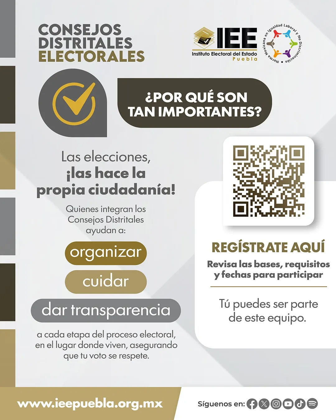 ¿Sabes cómo se integran? Una Consejera o Consejero Presidente, cuatro Consejerías Electorales, una Secretaría y representaciones de partidos políticos y candidaturas independientes.
